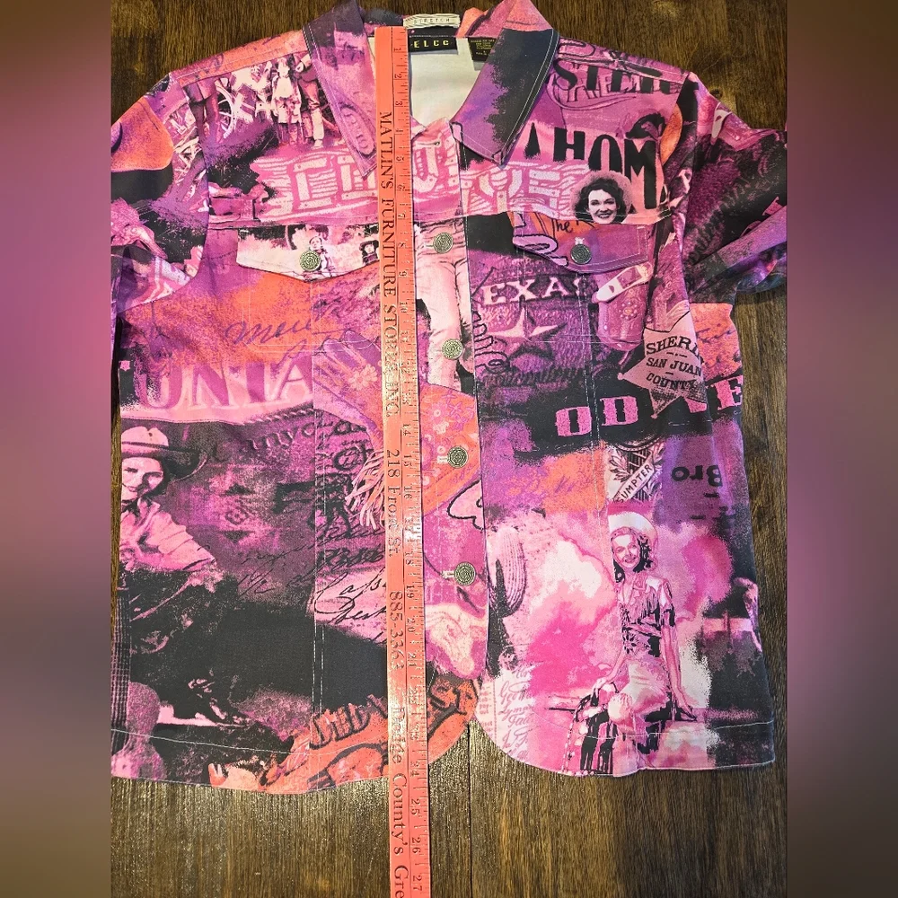 Vintage Vibrant‎ Pink Graphic Jean Jacket